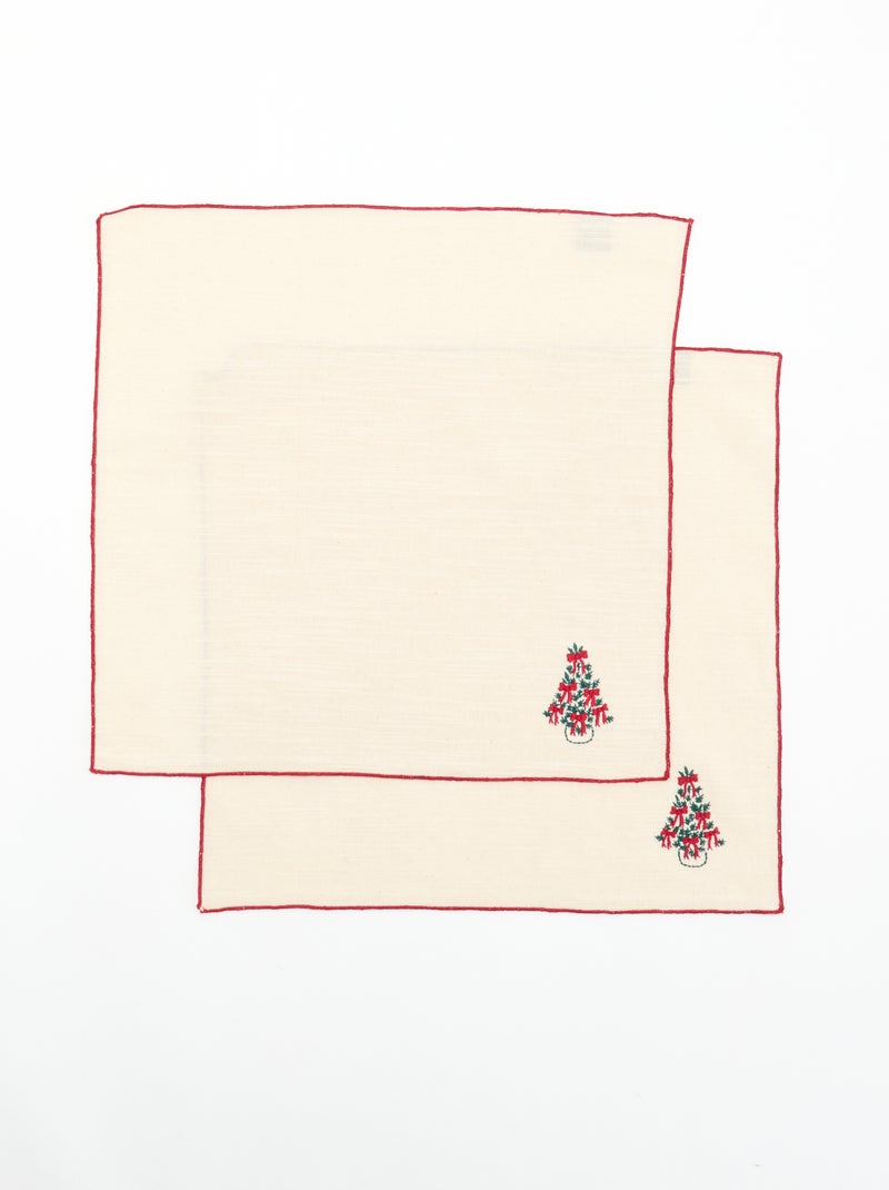 Pack de 2 guardanapos de mesa 'Natal' Cru - Kiabi