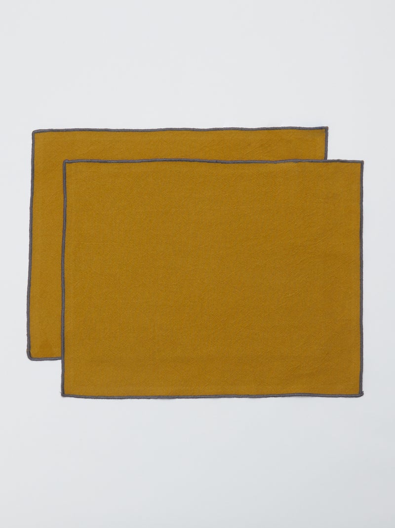 Pack de 2 individuais de mesa/guardanapos lisos 2 em 1 32 x 40 cm - Kiabi Home AMARELO - Kiabi