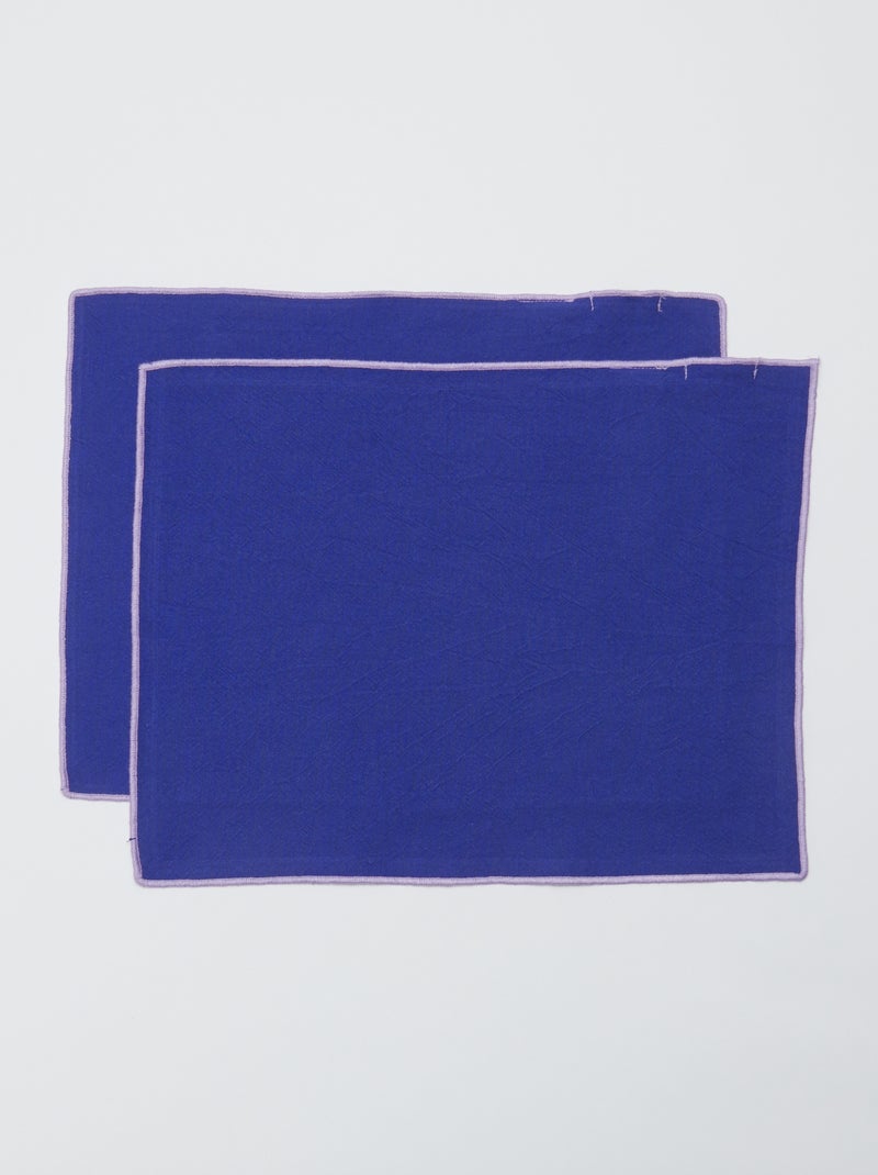 Pack de 2 individuais de mesa/guardanapos lisos 2 em 1 (32x40 cm) - Kiabi Home AZUL - Kiabi