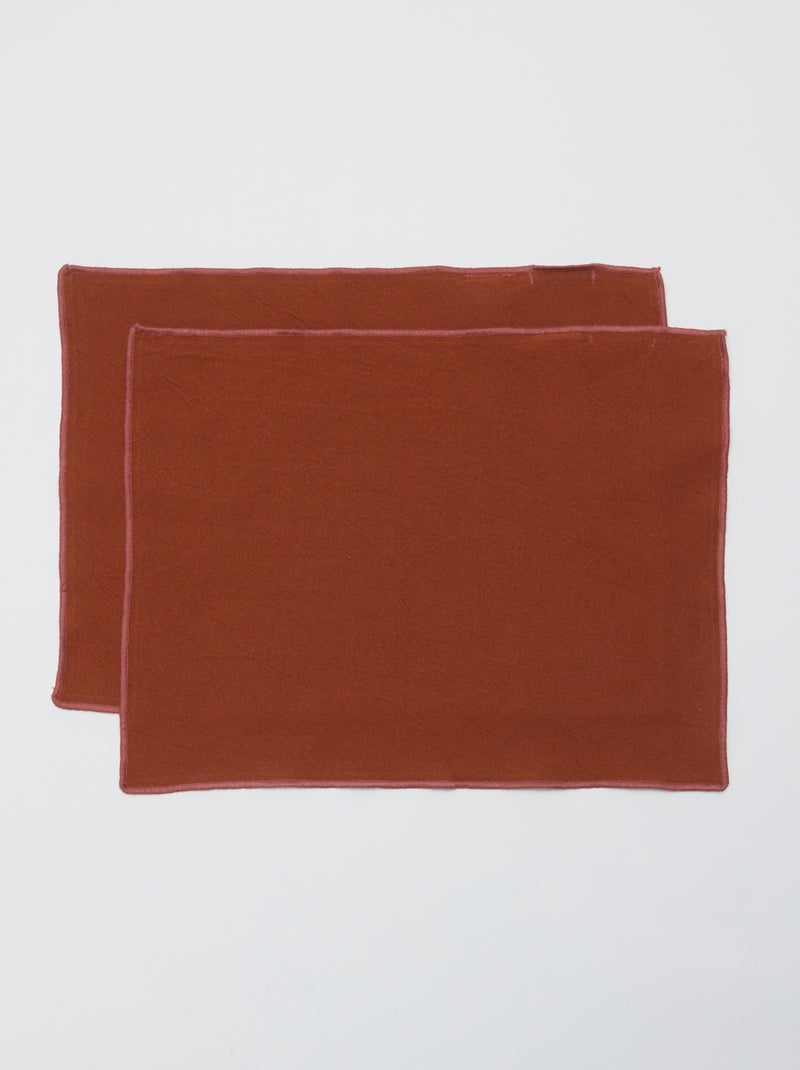 Pack de 2 individuais de mesa/guardanapos lisos 2 em 1 (32x40 cm) - Kiabi Home CASTANHO - Kiabi