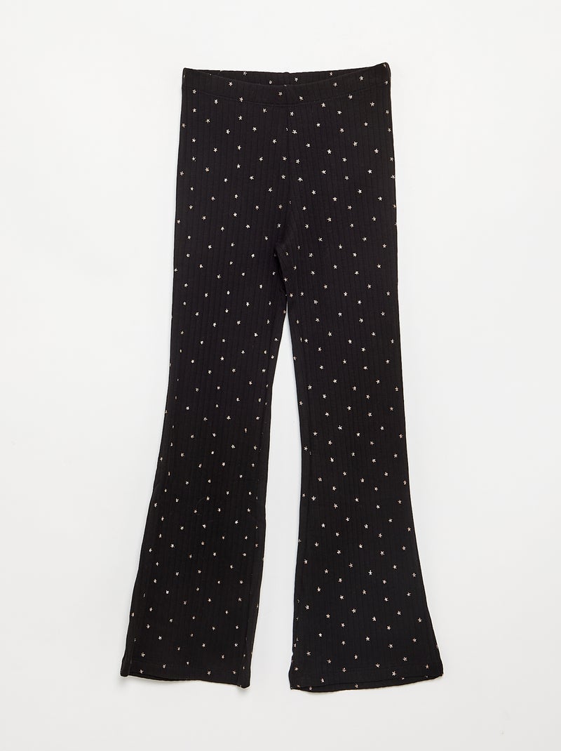 Pack de 2 leggings - 1 liso + 1 estampado Preto - Kiabi