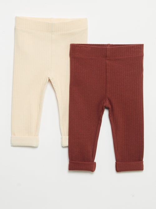 Pack de 2 leggings canelados - Kiabi Pack de 2 leggings canelados - Kiabi
