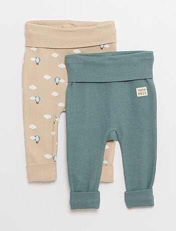 Pack de 2 leggings canelados com dobra - 2 peças