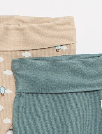 Pack de 2 leggings canelados com dobra - 2 peças