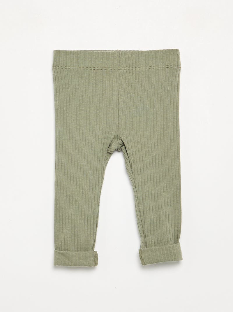 Pack de 2 leggings canelados Verde - Kiabi