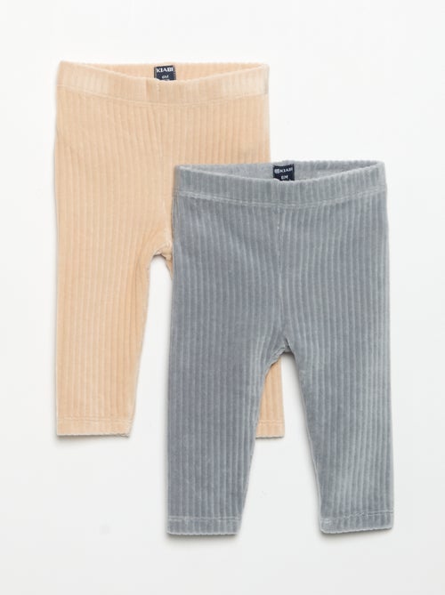 Pack de 2 leggings de veludo canelado - Kiabi