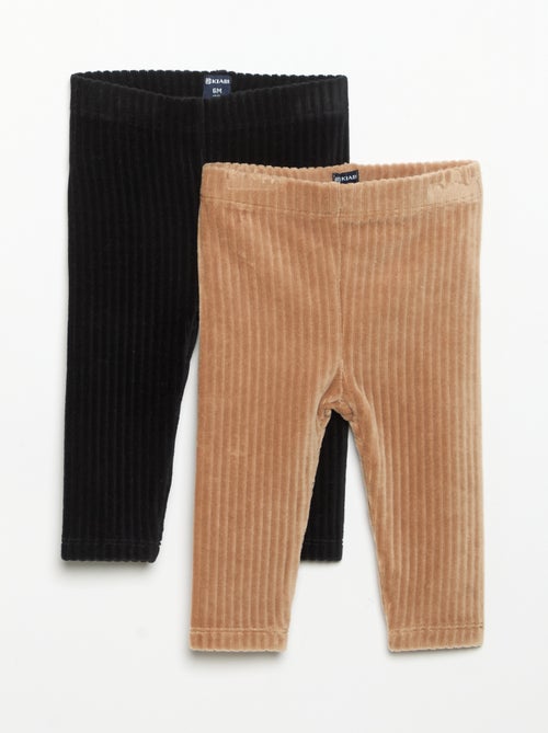 Pack de 2 leggings de veludo canelado - Kiabi