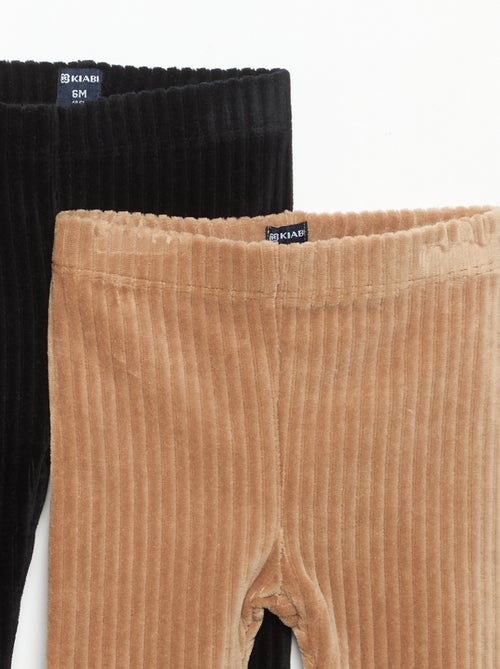 Pack de 2 leggings de veludo canelado - Kiabi