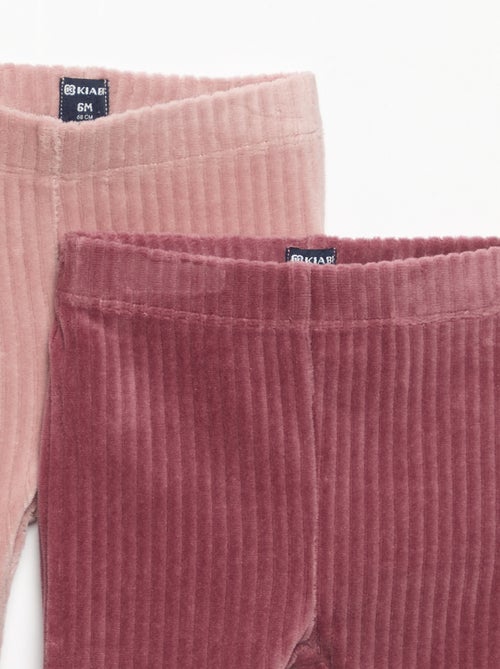 Pack de 2 leggings de veludo canelado - Kiabi