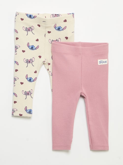 Pack de 2 leggings 'Disney' em malha canelada - Kiabi Pack de 2 leggings 'Disney' em malha canelada - Kiabi