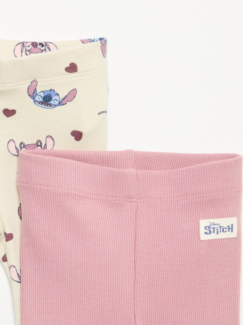 Pack de 2 leggings 'Disney' em malha canelada Bege - Kiabi