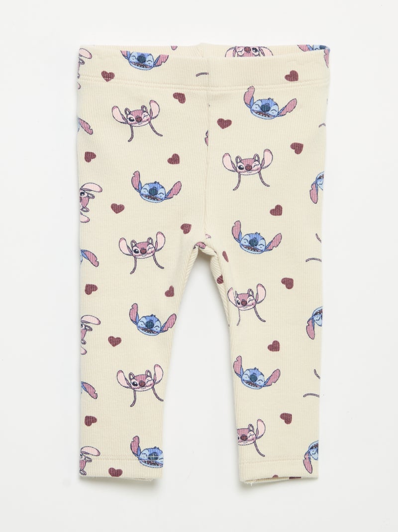 Pack de 2 leggings 'Disney' em malha canelada Bege - Kiabi