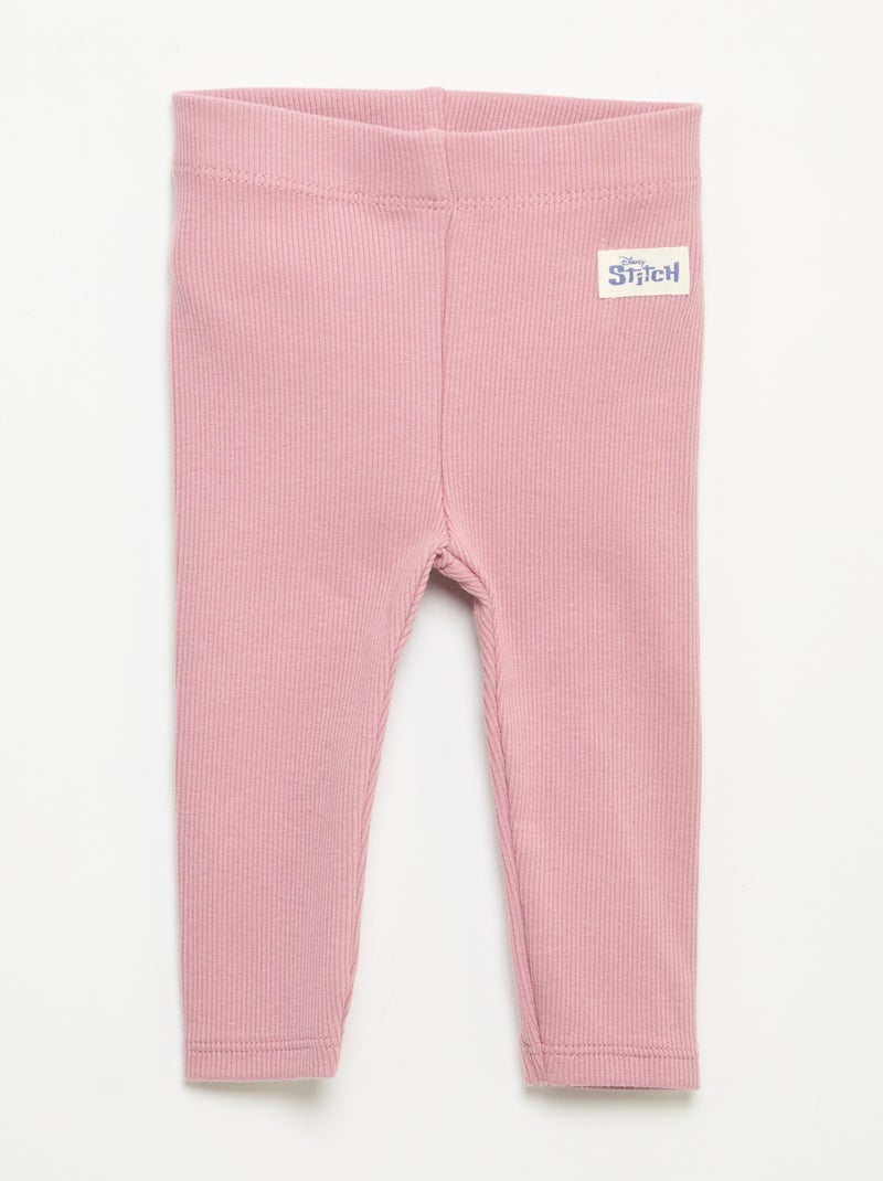 Pack de 2 leggings 'Disney' em malha canelada Bege - Kiabi