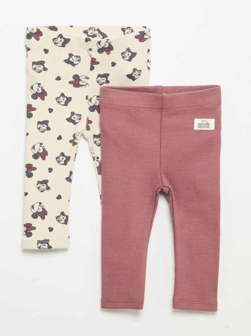 Pack de 2 leggings 'Disney' em malha canelada - Kiabi