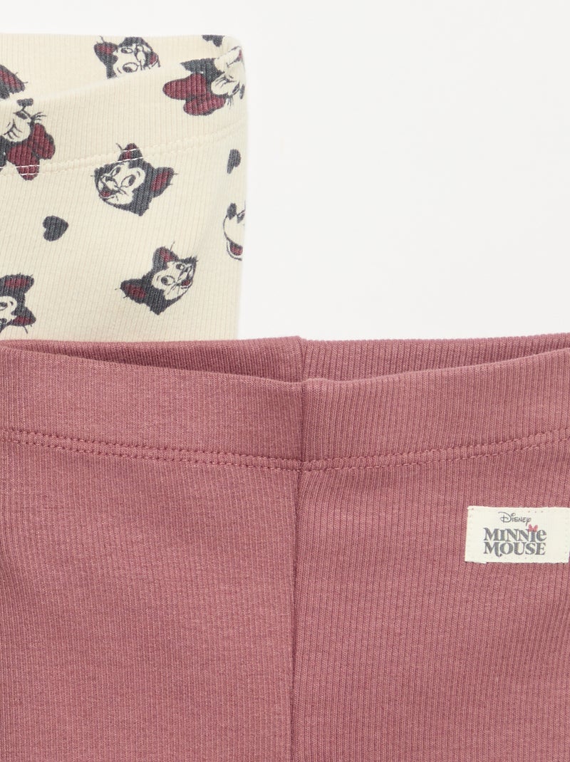 Pack de 2 leggings 'Disney' em malha canelada Bege - Kiabi