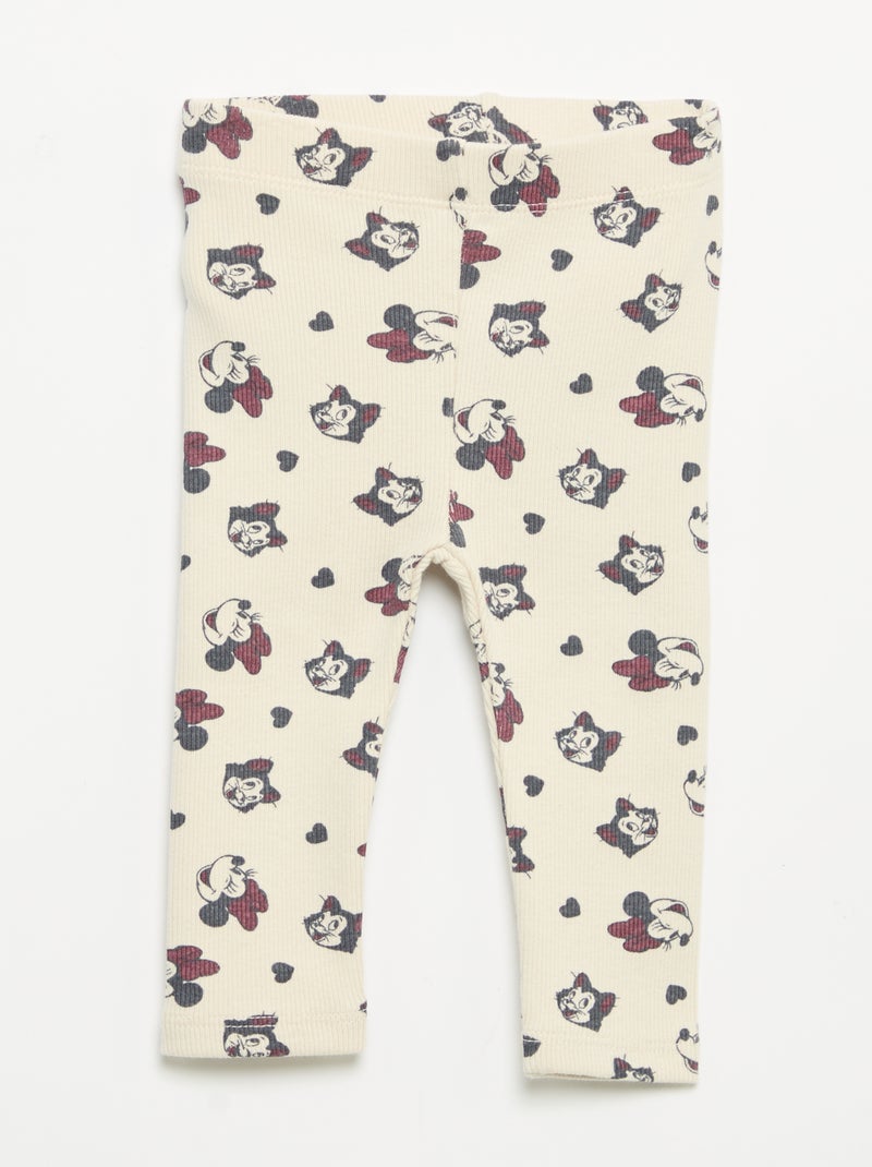 Pack de 2 leggings 'Disney' em malha canelada Bege - Kiabi