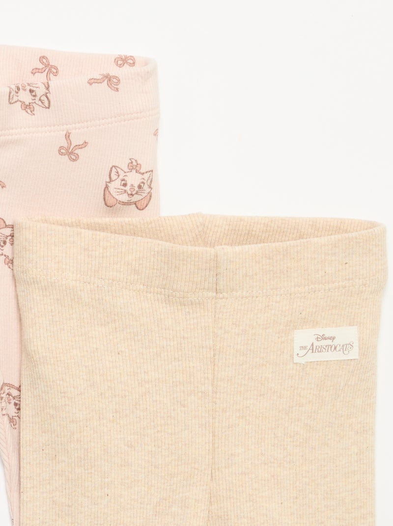 Pack de 2 leggings 'Disney' em malha canelada Rosa - Kiabi