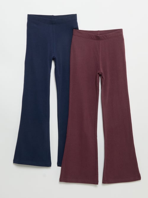 Pack de 2 leggings lisos de corte flare - Kiabi