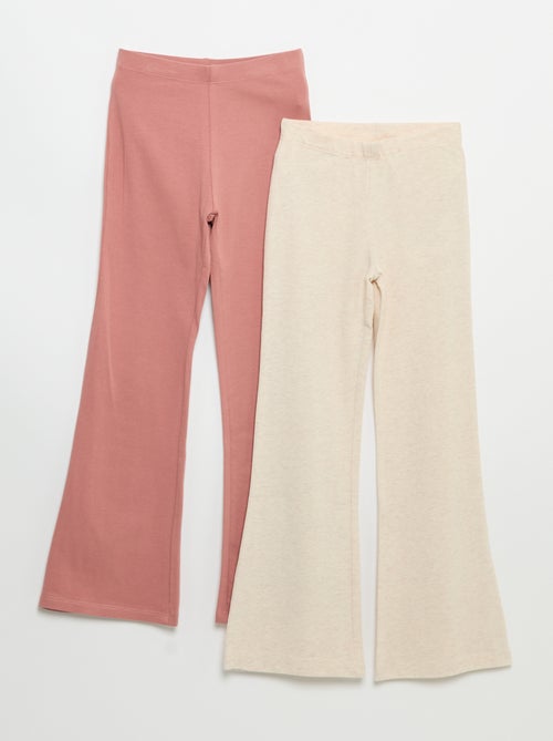 Pack de 2 leggings lisos de corte flare - Kiabi