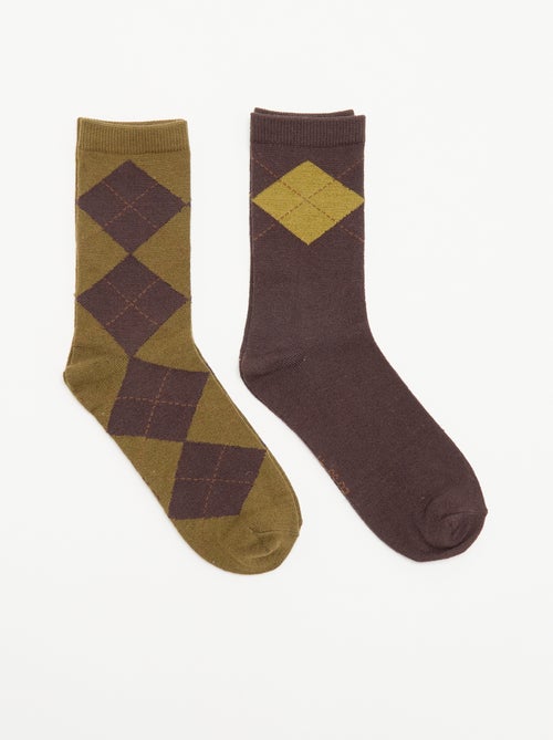 Pack de 2 meias curtas estampadas - Kiabi