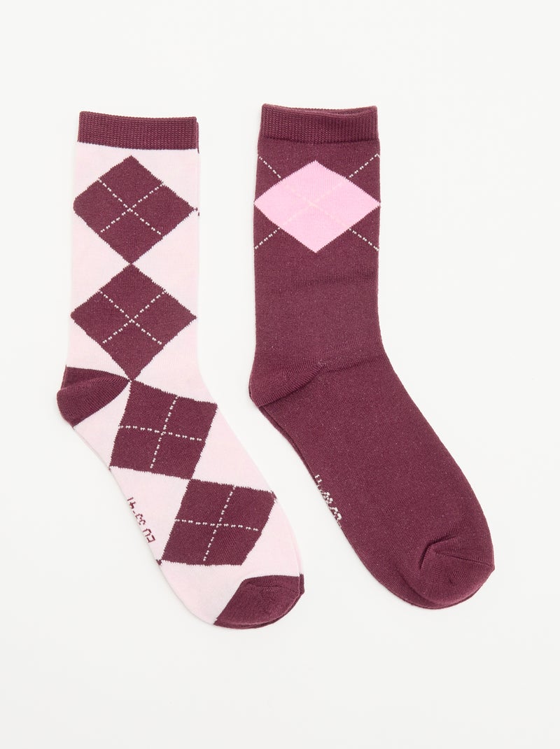 Pack de 2 meias curtas estampadas Rosa - Kiabi