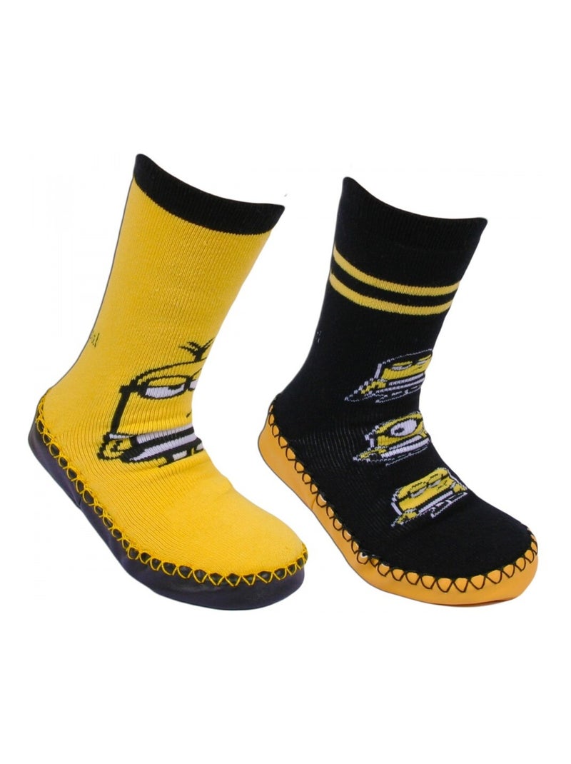 Pack de 2 Meias Os Minions Preto Amarelo - Kiabi