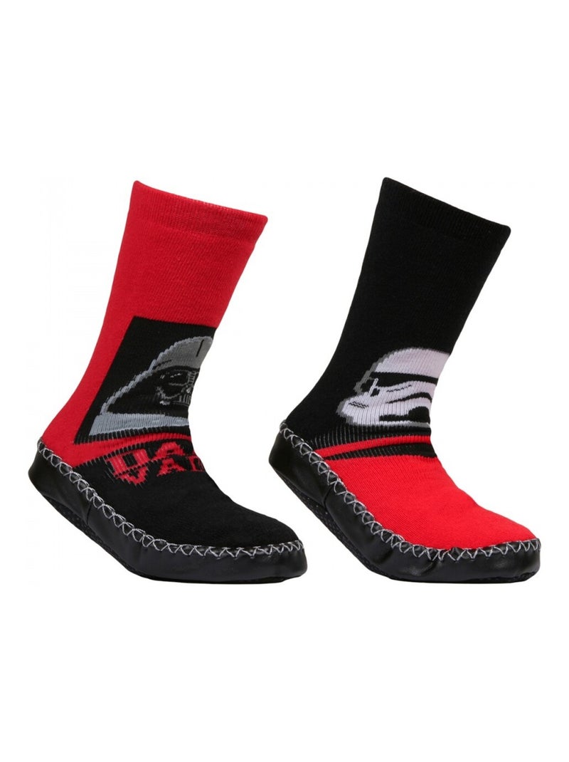 Pack de 2 pantufas tipo meia star wars Preto Vermelho - Kiabi