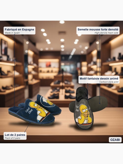 Pack de 2 pares chinelos mules homem fantasia motivo desenho animado ozabi - Kiabi Pack de 2 pares chinelos mules homem fantasia motivo desenho animado ozabi - Kiabi