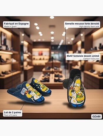 Pack de 2 pares chinelos mules homem fantasia motivo desenho animado ozabi
