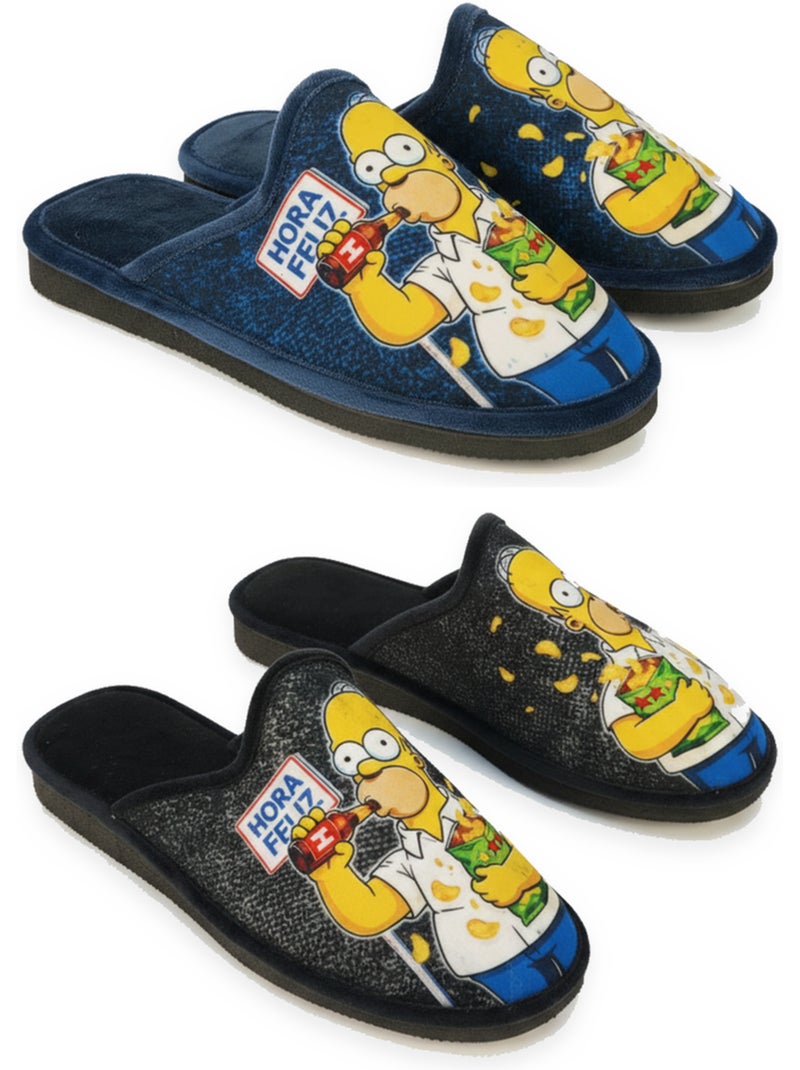 Pack de 2 pares chinelos mules homem fantasia motivo desenho animado ozabi Azul-Preto - Kiabi