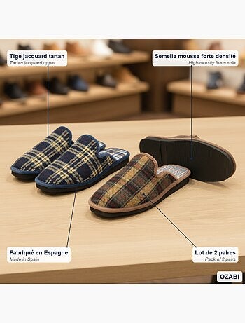 Pack de 2 pares chinelos mules homem ozabi fabricados em espanha