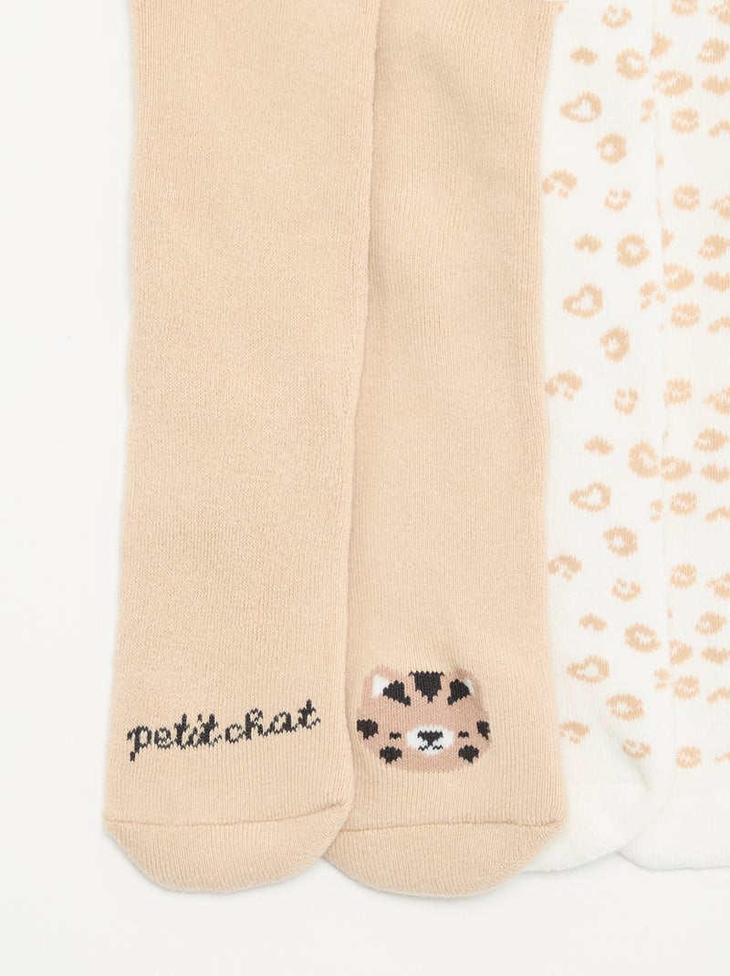 Pack de 2 pares de collants Bege - Kiabi