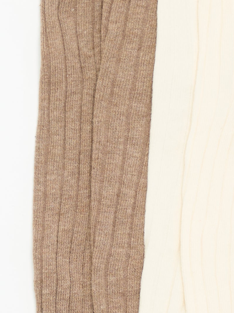 Pack de 2 pares de collants em malha canelada Castanho - Kiabi