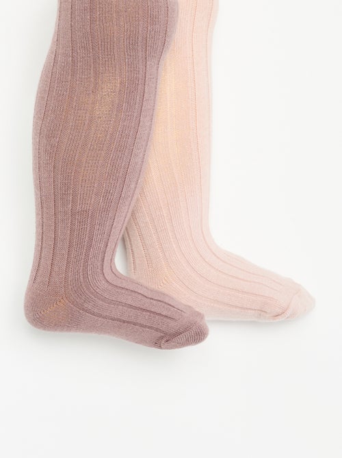 Pack de 2 pares de collants em malha canelada - Kiabi