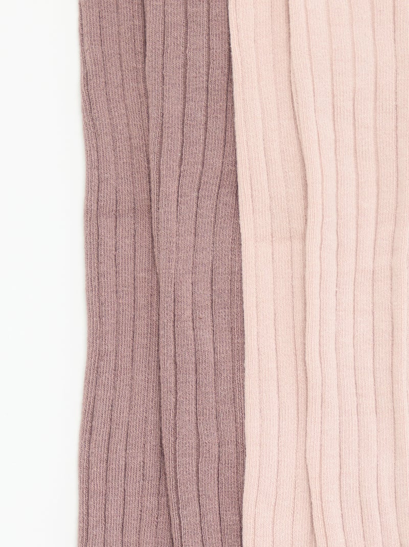 Pack de 2 pares de collants em malha canelada Rosa - Kiabi