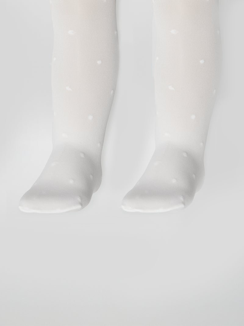 Pack de 2 Pares de Collants Ligeiros com Desenhos BRANCO - Kiabi
