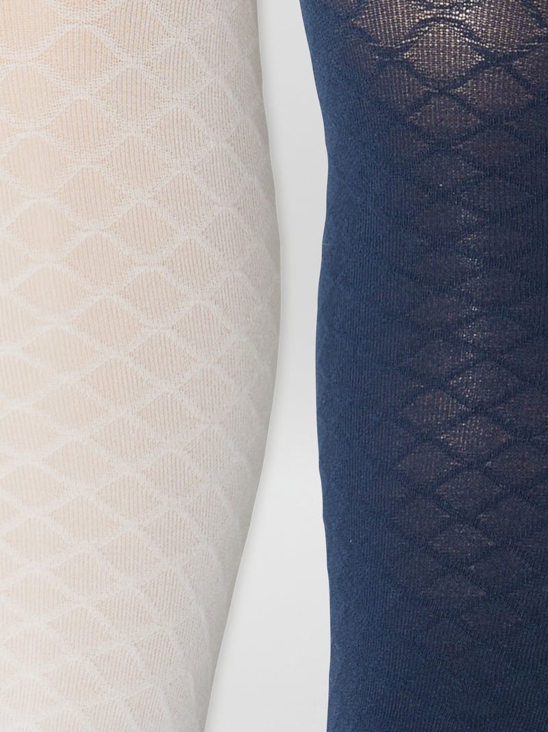 Pack de 2 Pares de Collants Ligeiros com Fantasia AZUL - Kiabi