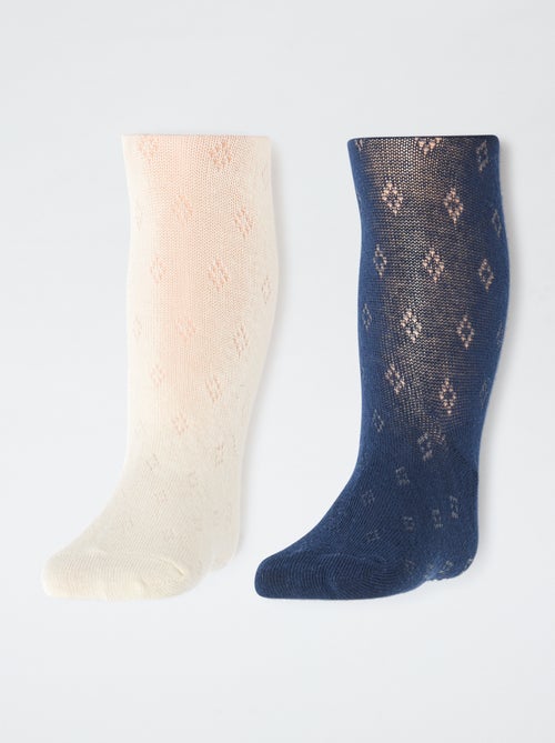Pack de 2 pares de collants quentes com padrão de malha - Kiabi