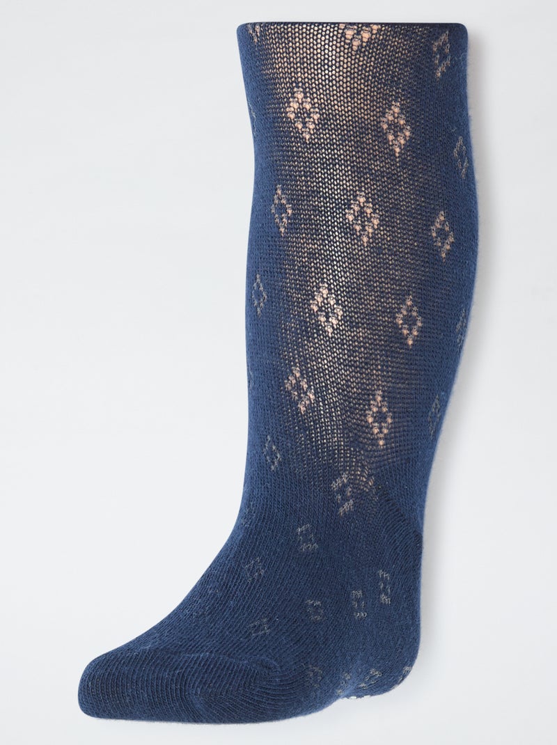 Pack de 2 pares de collants quentes com padrão de malha Preto - Kiabi