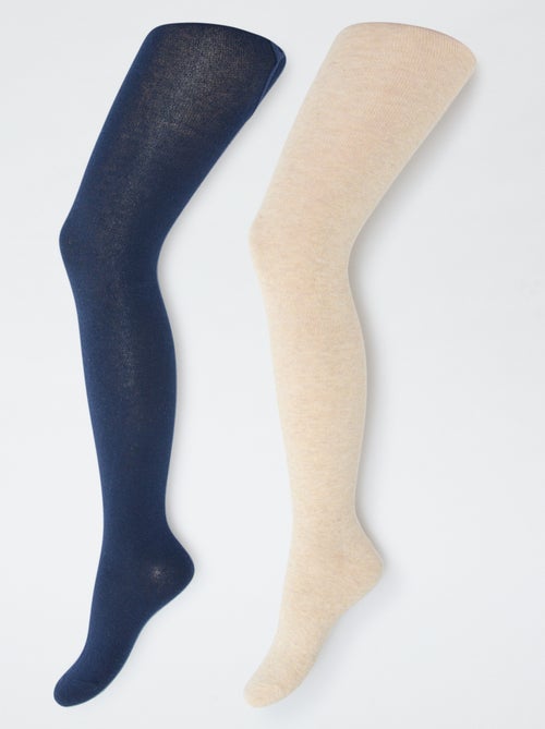 Pack de 2 pares de collants quentes lisas - Kiabi