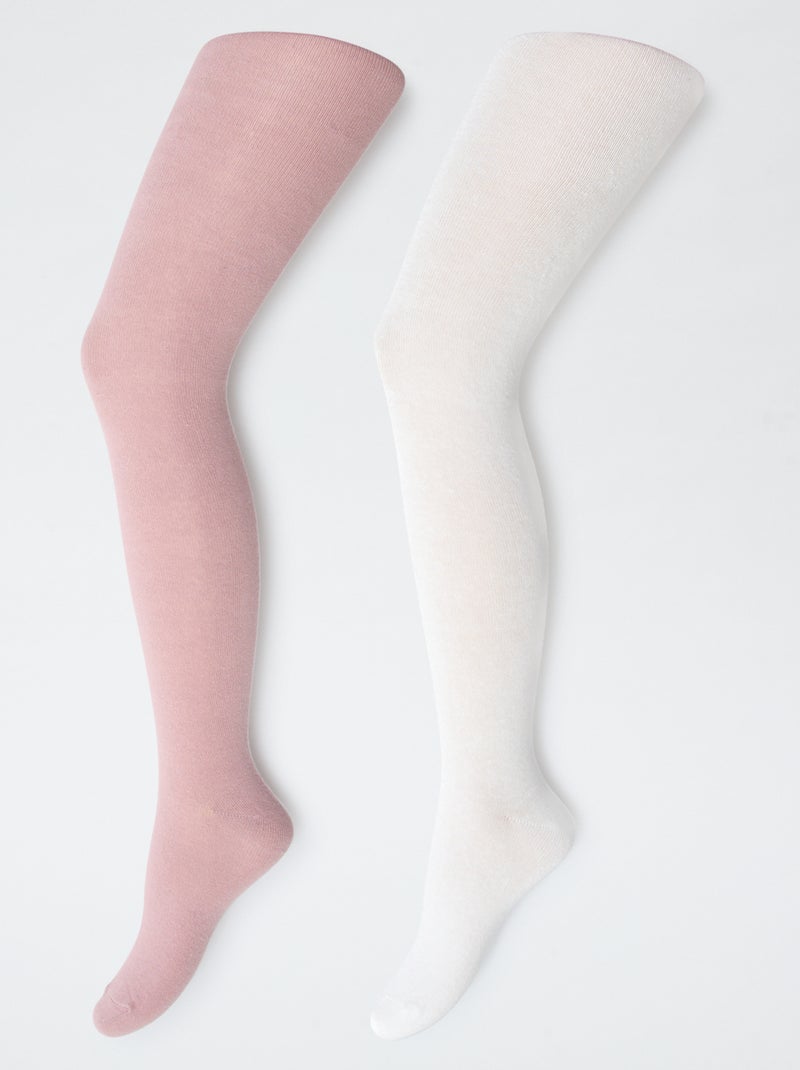 Pack de 2 pares de collants quentes lisas Rosa - Kiabi