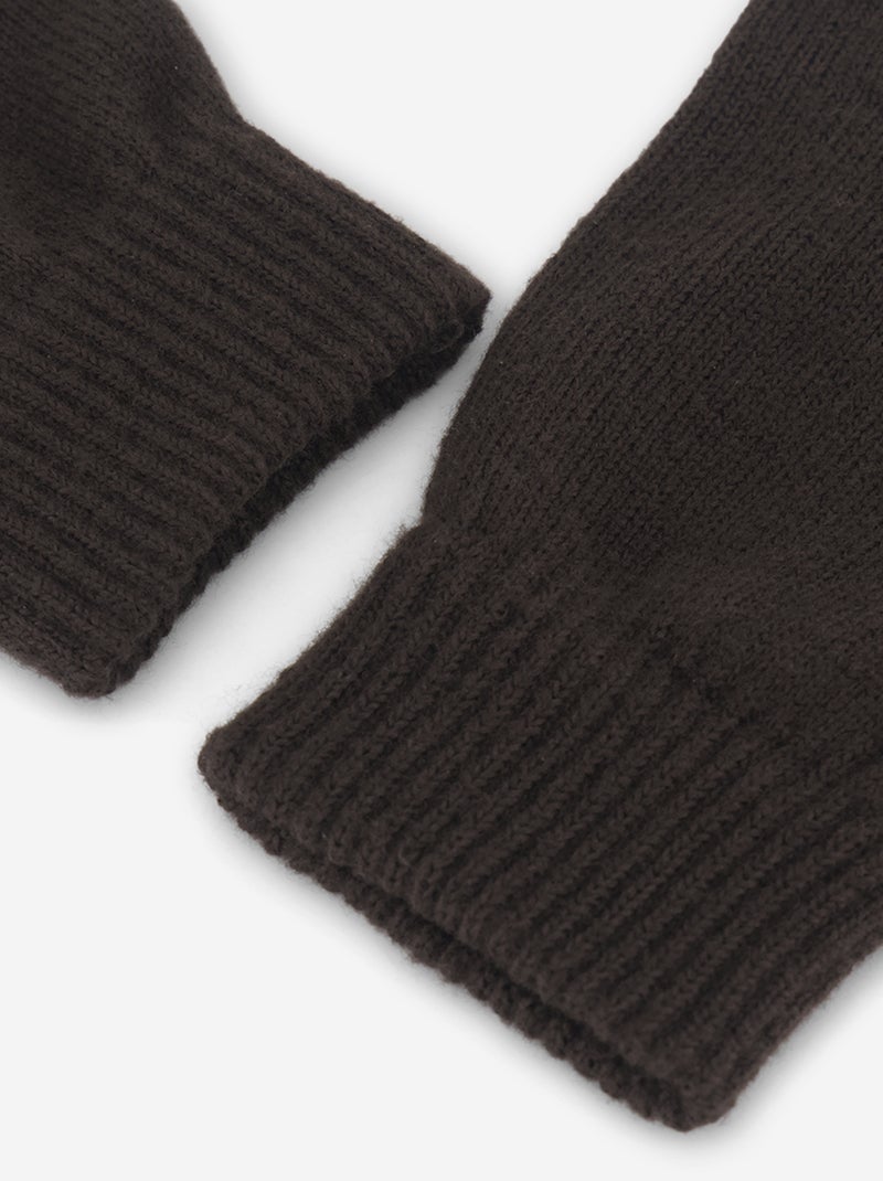 Pack de 2 pares de luvas de malha Castanho - Kiabi