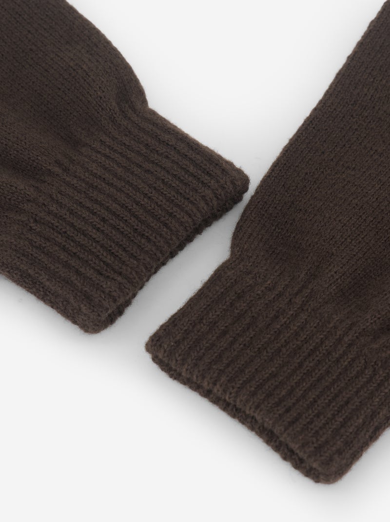 Pack de 2 pares de luvas de malha Castanho - Kiabi