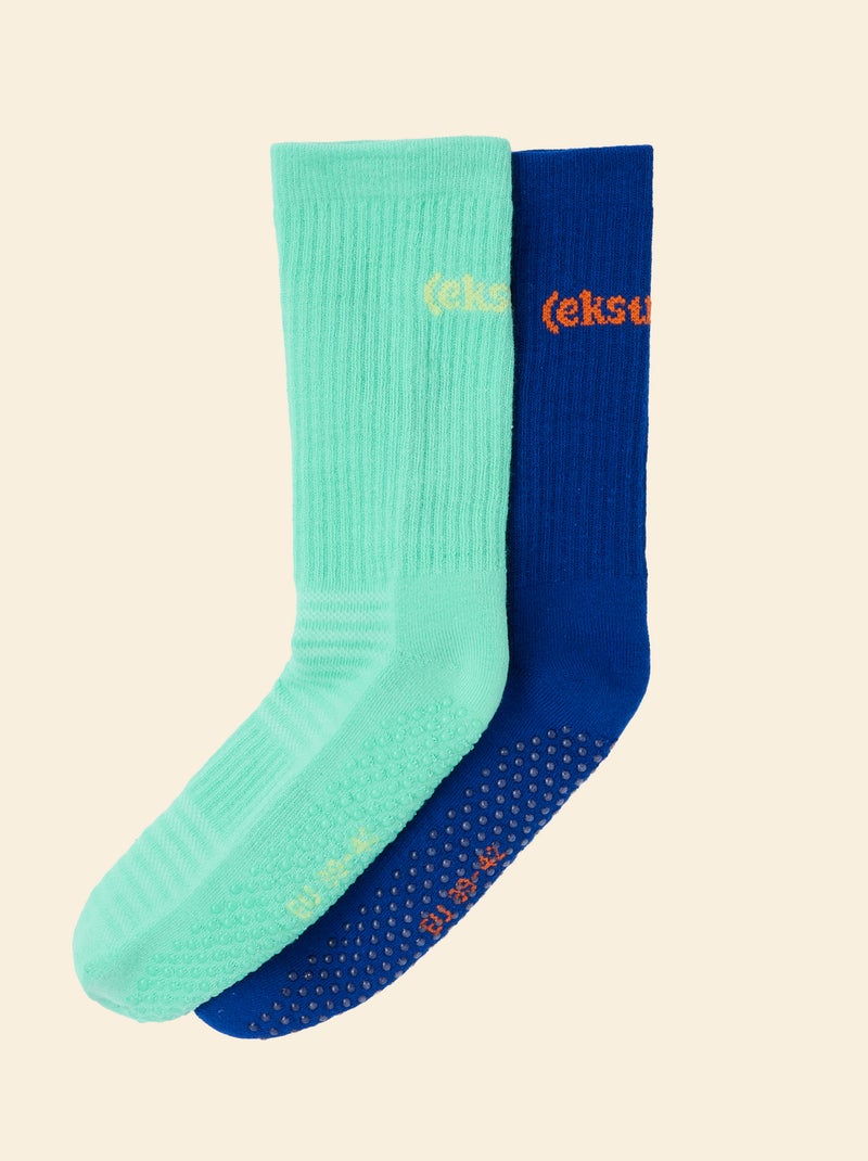 Pack de 2 pares de meias altas antiderrapantes - (ekstract) Verde - Kiabi