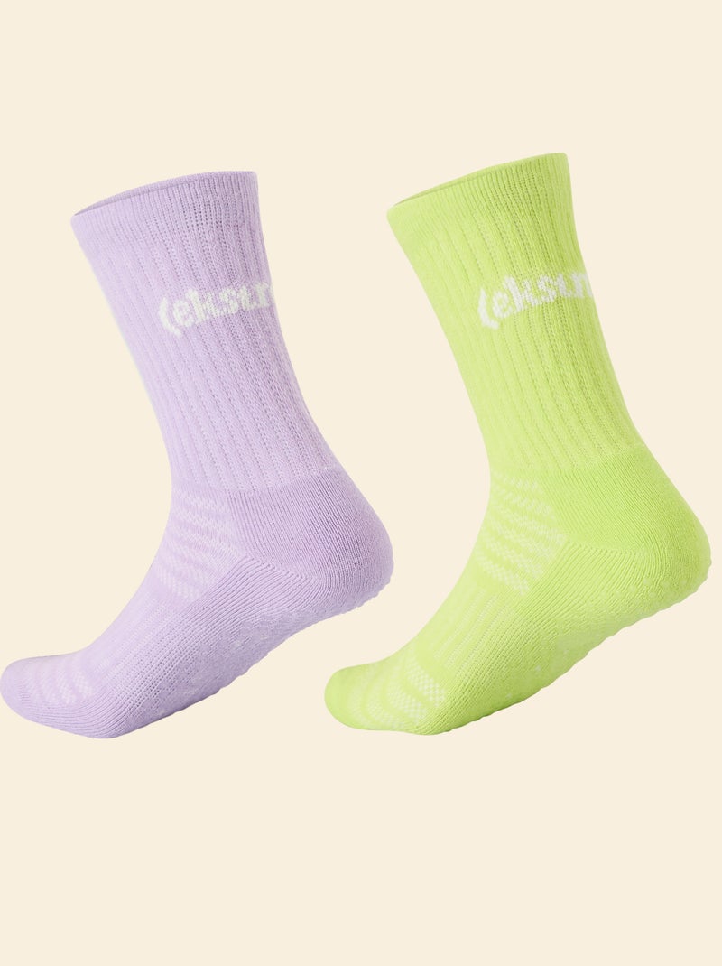 Pack de 2 pares de meias altas antiderrapantes - (ekstract) Violeta - Kiabi