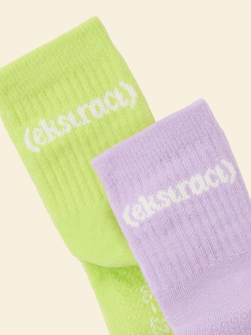 Pack de 2 pares de meias altas antiderrapantes - (ekstract) Violeta - Kiabi