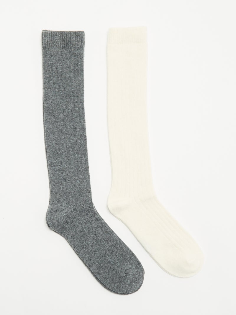 Pack de 2 pares de meias altas Cinza - Kiabi