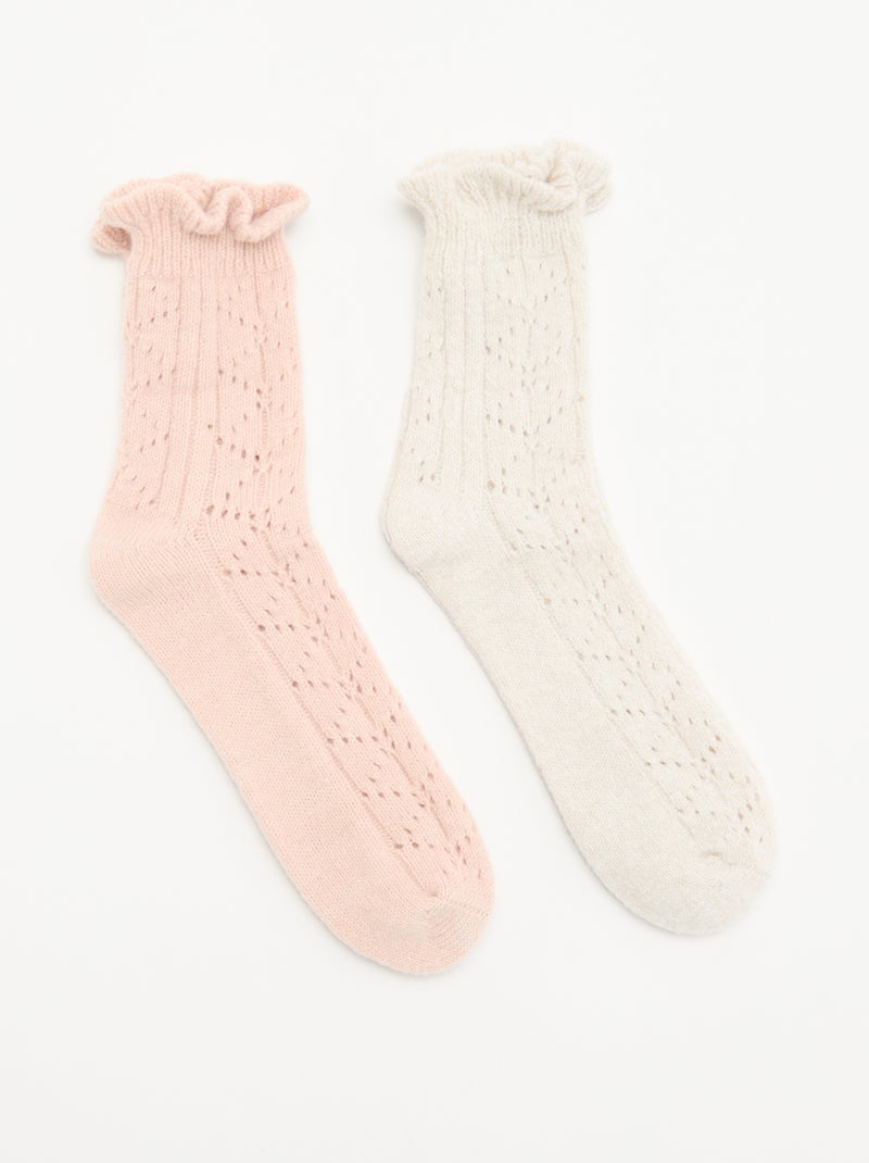 Pack de 2 pares de meias curtas divertidas Bege - Kiabi