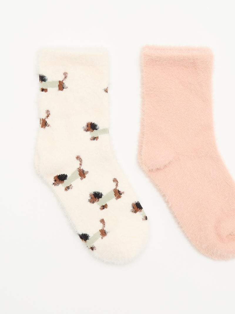 Pack de 2 pares de meias curtas fantasias Rosa - Kiabi