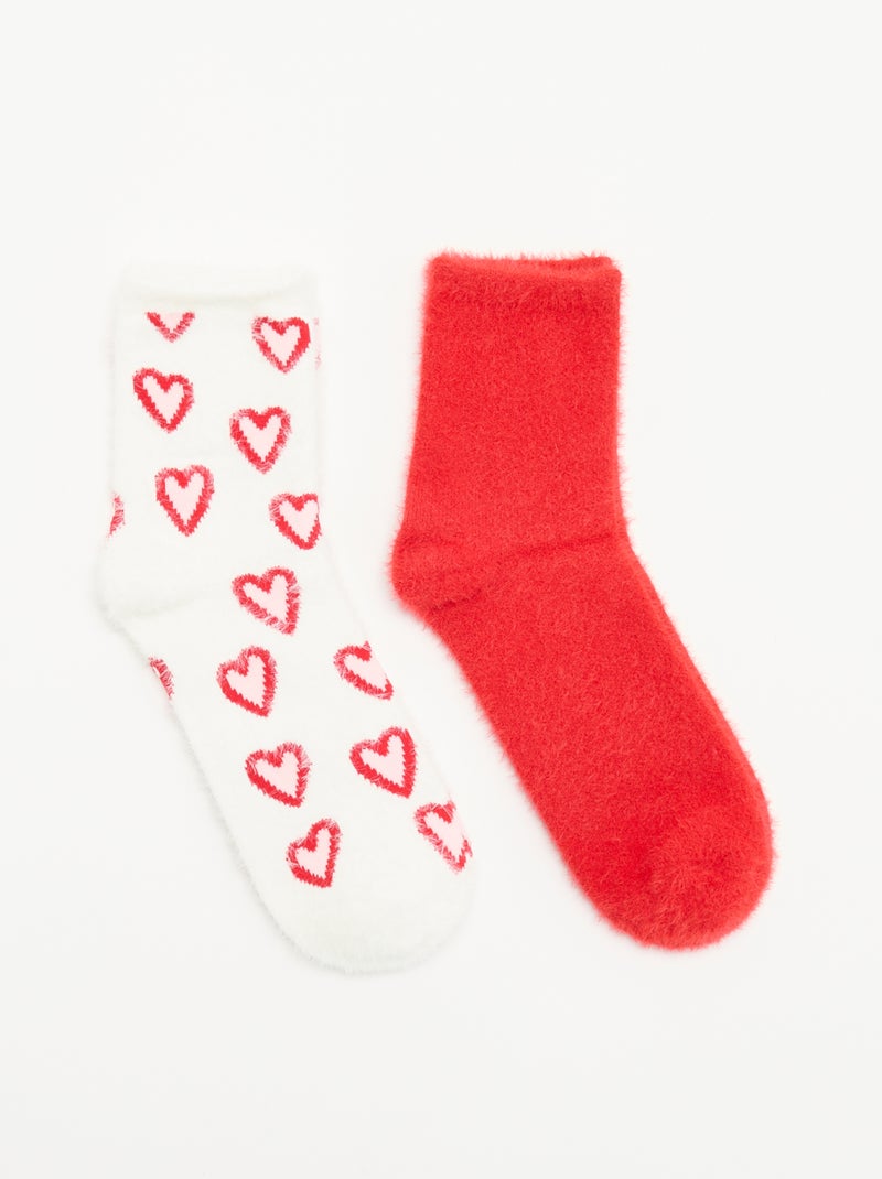 Pack de 2 pares de meias curtas Vermelho - Kiabi